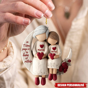 Ornement Personnalisé “Je t’aime jusqu’à la lune et retour” – Mamie et Petit-Enfant