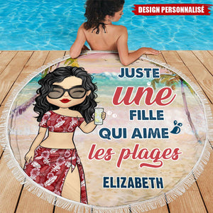 La vie est meilleure à la plage - Serviette de Plage Ronde Personnalisée