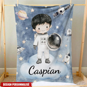 Couverture personnalisée – Astronaute Enfant avec Nom – Cadeau Douillet pour Passionnés d’Espace