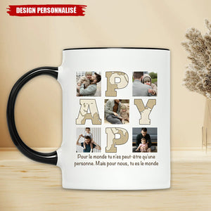Mug personnalisé avec photos – Papa, tu es notre monde
