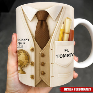 Mug Personnalisé Professeur – Cadeau Unique pour Enseignant avec Nom et Année