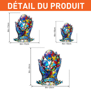 Maman/Papa et Enfant - Plaque en Acrylique Personnalisée en Forme Spéciale pour la Sensibilisation à l'Autisme