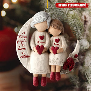 Ornement Personnalisé “Je t’aime jusqu’à la lune et retour” – Mamie et Petit-Enfant