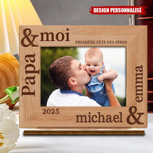 Plaque en bois personnalisée – Papa & Moi, Première Fête des Pères