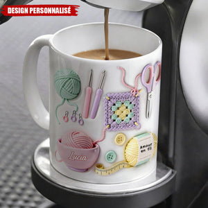 Mug Personnalisé "Amour en Fil" - Le cadeau parfait pour les amateurs de tricot