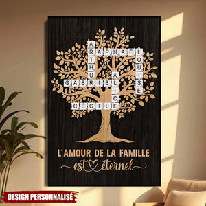 Affiche Arbre Généalogique Personnalisé – Noms de Famille en Mots Croisés