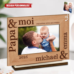Plaque en bois personnalisée – Papa & Moi, Première Fête des Pères