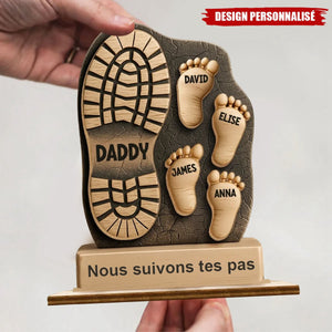 Suivre les Pas de Papa – Plaque Personnalisée en Bois