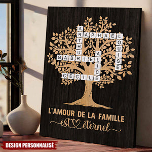 Affiche Arbre Généalogique Personnalisé – Noms de Famille en Mots Croisés