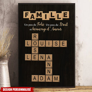 Affiche Personnalisée Mots Croisés Famille – Déco Murale Unique avec Prénoms