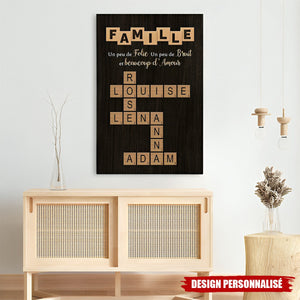 Affiche Personnalisée Mots Croisés Famille – Déco Murale Unique avec Prénoms