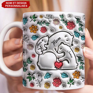Mug Personnalisé Famille d'Ours - Cadeau Touchant pour grand-mère et maman