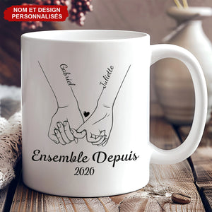 Mug Couple Personnalisé – Mug Promesse du Petit Doigt avec Noms Personnalisés