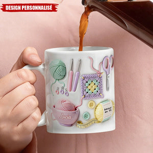 Mug Personnalisé "Amour en Fil" - Le cadeau parfait pour les amateurs de tricot