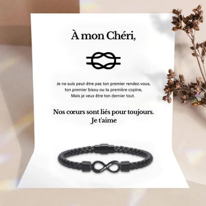 À Mon Homme, Bracelet En Cuir Infini à Double Nom Personnalisé