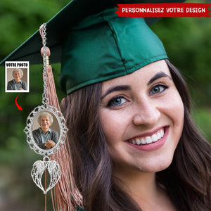 Pendentif photo de frange de graduation personnalisé avec ailes d'ange