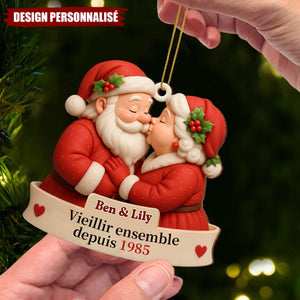 Ornement en Bois Personnalisé – Couple Père Noël & Mère Noël