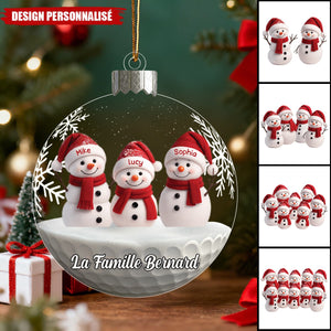 Ornement de Noël Personnalisée – Famille de Bonhommes de Neige avec Prénoms