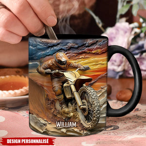 Mug Motocross Personnalisé avec Prénom - Cadeau Unique pour Passionnés de Moto