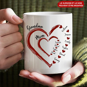 Mug Personnalisé – Les Petits Cœurs de Maman et Mamie