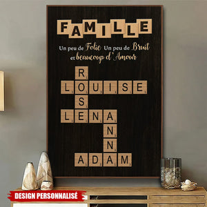 Affiche Personnalisée Mots Croisés Famille – Déco Murale Unique avec Prénoms