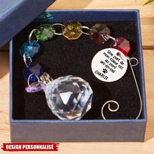 Suncatcher Cristal Personnalisé – Hommage à un Animal au Pont Arc-en-Ciel