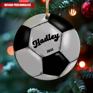 Ornement de Noël Personnalisé – Thème Sport avec Prénom et Année