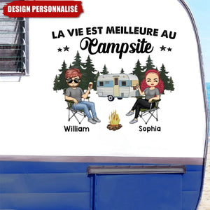 Autocollant Personnalisé Camping - Couple & Camping-Car