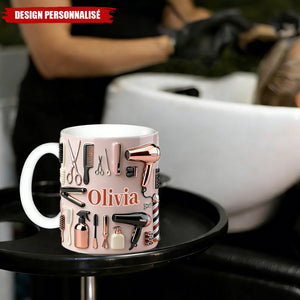 Mug outils de coiffure personnalisé — Cadeau pour coiffeur