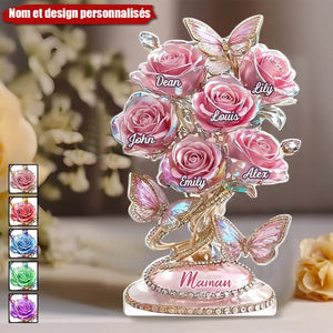 Chaque rose détient un morceau de votre cœur – Plaque personnalisée en acrylique en forme spéciale, personnalisée pour la famille