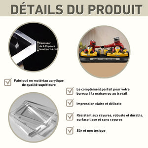 Père et Enfant Passionnés de Course – Plaque Acrylique Personnalisée en Forme Spéciale