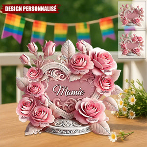 Plaque cœur à la rose personnalisée – Un cadeau unique pour maman