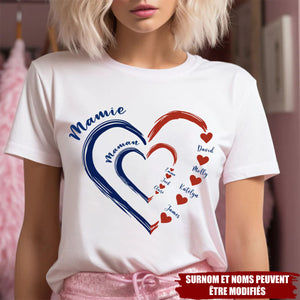 T-shirt Cœur Personnalisé Mamie & Maman – Cadeau d’Amour pour Famille