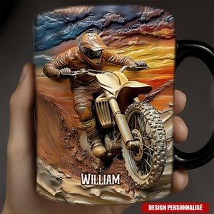 Mug Motocross Personnalisé avec Prénom - Cadeau Unique pour Passionnés de Moto