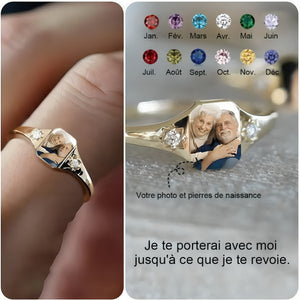 Bague personnalisée avec pierres de naissance et votre photo – Un symbole d'amour éternel