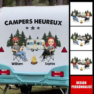 Autocollant Personnalisé Camping - Couple & Camping-Car
