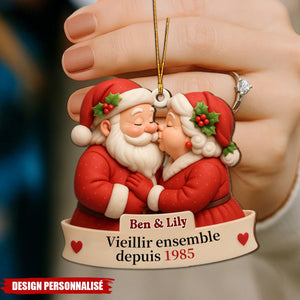 Ornement en Bois Personnalisé – Couple Père Noël & Mère Noël
