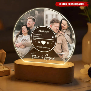 Lampe LED musicale personnalisée avec photos de couple – Cadeau de Saint-Valentin pour couple