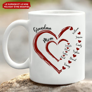 Mug Personnalisé – Les Petits Cœurs de Maman et Mamie