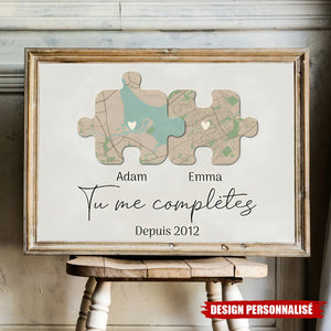 Affiche Personnalisée Couple - Tu Me Complètes