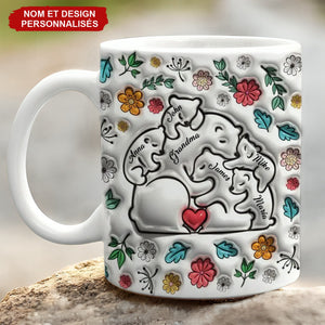Mug Personnalisé Famille d'Ours - Cadeau Touchant pour grand-mère et maman