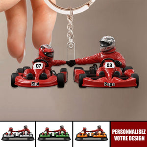 Porte-clés personnalisé Papa & Enfant – Pilotes de course