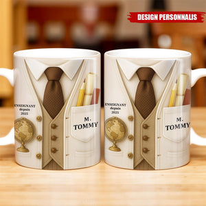 Mug Personnalisé Professeur – Cadeau Unique pour Enseignant avec Nom et Année