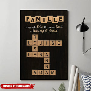 Affiche Personnalisée Mots Croisés Famille – Déco Murale Unique avec Prénoms