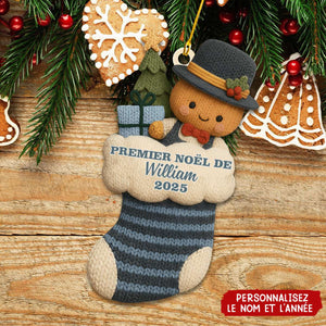 Décoration Personnalisée en Forme de Chaussette – Premier Noël de Bébé