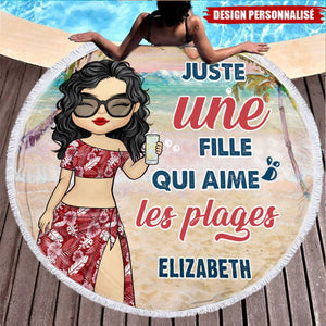 La vie est meilleure à la plage - Serviette de Plage Ronde Personnalisée