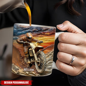 Mug Motocross Personnalisé avec Prénom - Cadeau Unique pour Passionnés de Moto