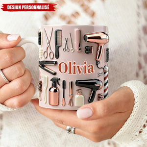 Mug outils de coiffure personnalisé — Cadeau pour coiffeur