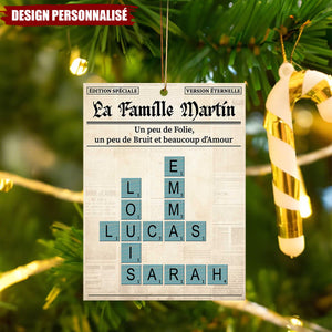 Ornement de Noël Personnalisé – Mots Croisés de la Famille