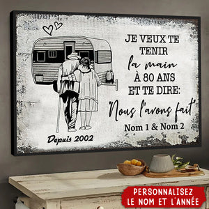 Affiche Couple Personnalisée – “Je veux te tenir la main à 80 ans” – Style Vintage Camping-Car